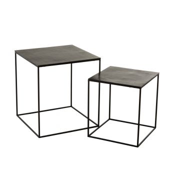 Set de 2 table gigogne carree oxidize aluminium/metal antique noir/vert