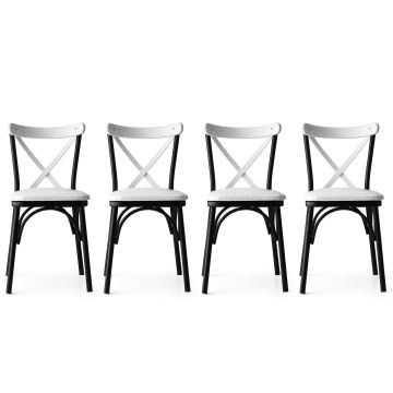 Ensemble de chaises Lenn - Structure 100% métal - Assise en cuir PU - Blanc