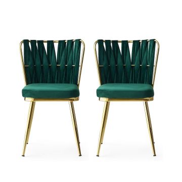 Ensemble de chaises élégantes et confortables - couleur vert doré
