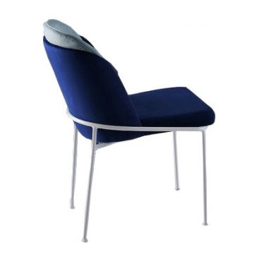 Ensemble de chaises Vella (2 pièces) | Structure en métal | Siège en velours | Bleu foncé blanc