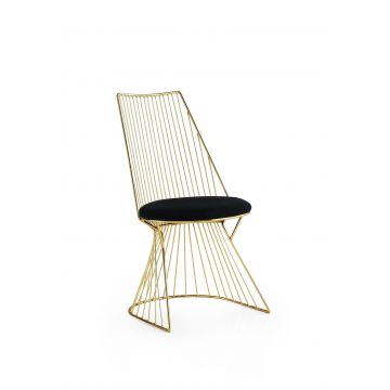 Vella Chair Set | 2 Pieces | 100% Metal Frame | Polyester Seat | 44x84x44 cm | 175 kg Capacity | Gold Black
