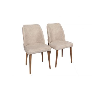 Ensemble de chaises Vella : Structure en métal, assise en velours | Noyer crème