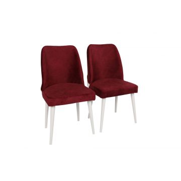Ensemble de chaises Vella | Structure 100% METAL | Velours/Faux cuir | Rouge/Blanc