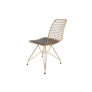 Vella Chair Set | 2-Piece | 100% Metal Frame | Leather Seat | Gold