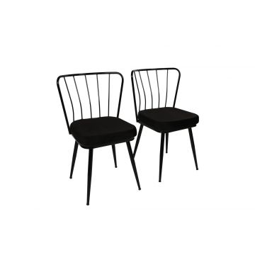 Ensemble de chaises Vella | Structure 100% métal | Tissu velours | Noir