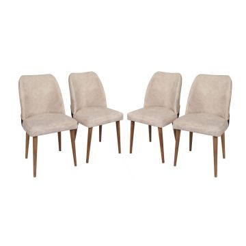 Vella Chair Set | 4-Piece | Metal Frame | Cream Walnut
