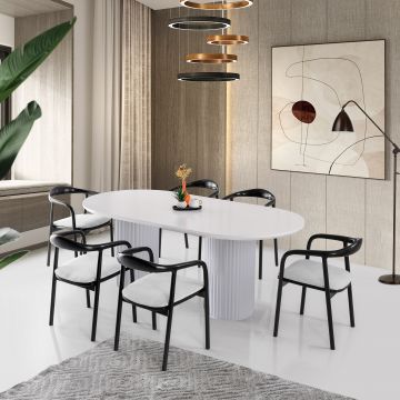 Table à manger stylisée Woody Fashion | 200x100cm | Blanc