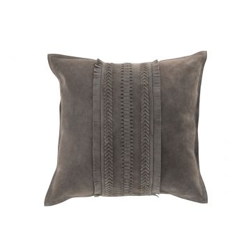 Coussin bord carre cuir gris