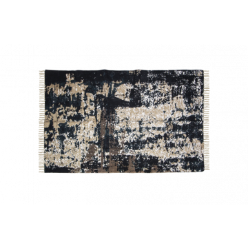 Tapis - coton - 180x120 cm - gris / beige / bleu / or