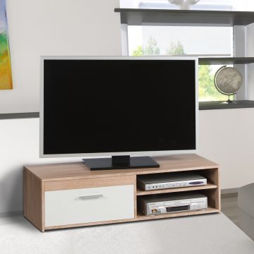 Meuble tv Gamba 120cm avec 1 porte - chêne/blanc