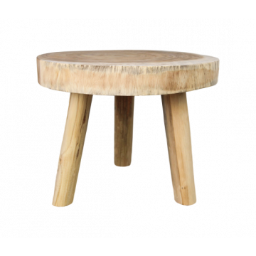 Table basse Diskur ø40cm rond-tronc d'arbre munggur