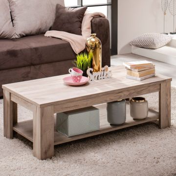 Table de salon Branco 120x60cm avec étagère - chêne