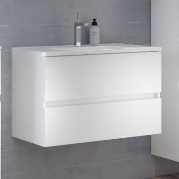 Meuble lavabo Brama 100cm 2 tiroirs - blanc 