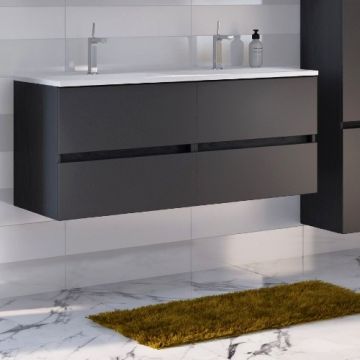 Meuble lavabo Brama 120cm 4 tiroirs - graphite/gris mat 