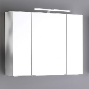 Armoire de toilette Bobbi 80cm modèle 2 3 portes & eclairage LED - blanc