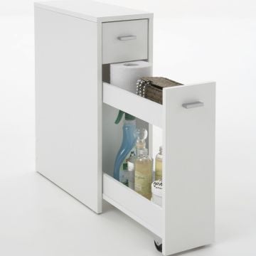 Armoire de salle de bains Denia 20cm, 2 tiroirs - blanc