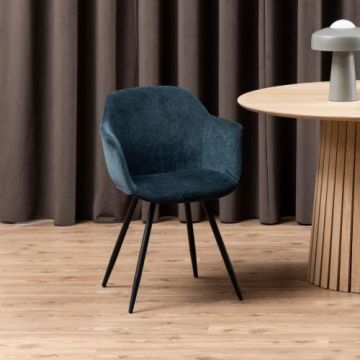 Chaise de salle à manger Novella - bleu foncé/noir
