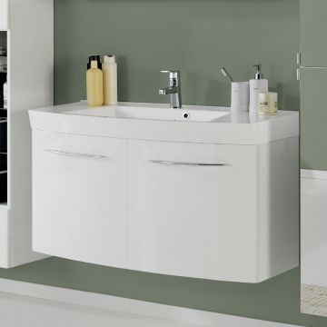 Meuble vasque Florent courbé 100cm 2 portes - blanc