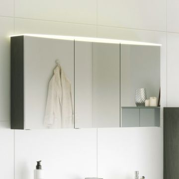 Armoire de toilette Florent courbée 100cm 3 portes & barre LED - graphite