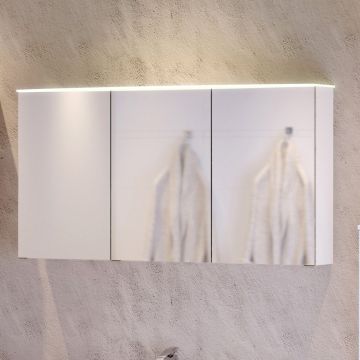 Armoire de toilette Florent courbée 100cm 3 portes & barre LED - blanc