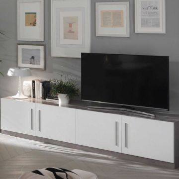 Meuble TV Greta 208 cm - béton/blanc