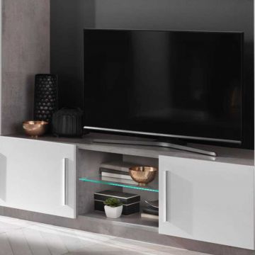 Meuble TV Greta 156 cm - béton/blanc