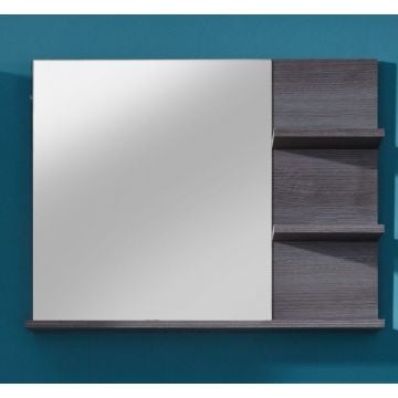 Miroir avec étagères | 72 x 20 x 57 cm | Série Miami/Maine | Smoky Silver