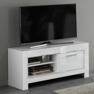 Meuble tv Modena 112cm-blanc brillant