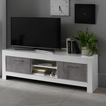 Meuble TV Modena 160 cm - blanc/béton