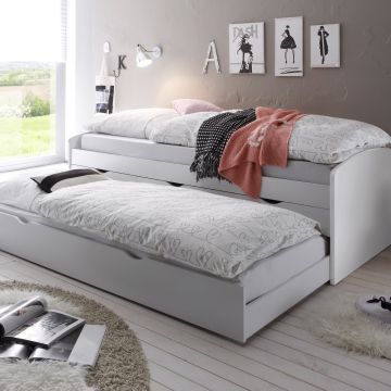 Lit banquette Nasri 90x200 avec tiroir de lit - blanc 