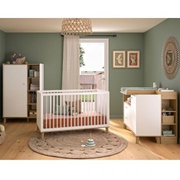 Ensemble de chambre de bébé Alba | Lit bébé, armoire enfant, commode, table à langer, meuble de rangement | Artisan Oak design