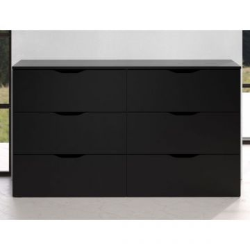 Meuble à tiroirs Basix | 139 x 40 x 80 cm | Noir mélaminé | Multifonctionnel
