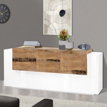 Buffet Porro | 220 x 45 x 86 cm | High Gloss White & Maple Pereira Design