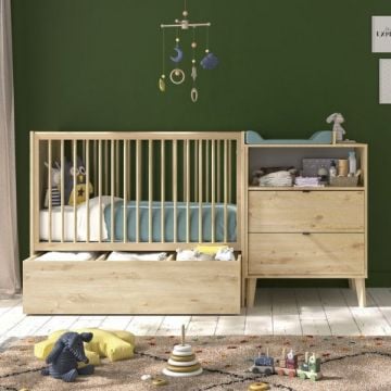 Combinaison de chambre de bébé Lison | Lit de bébé, commode, table à langer | Design Artisan Oak