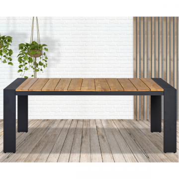 Table de jardin Killian 240x100 cm - noir/teck