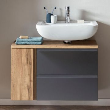 Meuble lavabo Varese | 85 x 47 x 56 cm | Wotan Oak / Grey