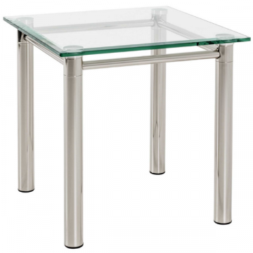 Table d'appoint Heiko 42x42cm, petite - verre/chrome