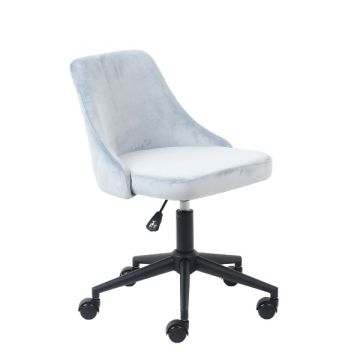 Chaise de bureau Homy velours - bleu/gris
