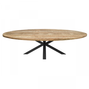 Table à manger Regina ovale 200x100cm - bois de manguier/noir