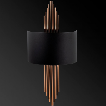Opviq Wall Lamp | Corps en métal | 35x10x22 cm Taille du chapeau | 75x10x22 cm Taille totale | Type de douille E27 | IP20 | Noir Cuivre