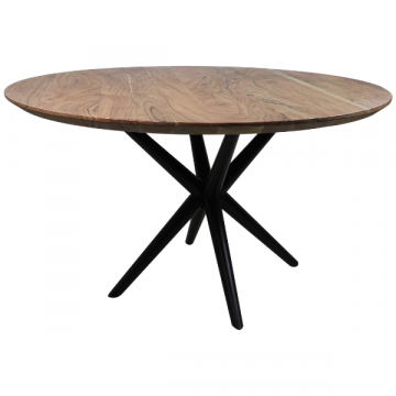 Table salle à manger Luzern 130cm bois d'acacia - naturel/noir
