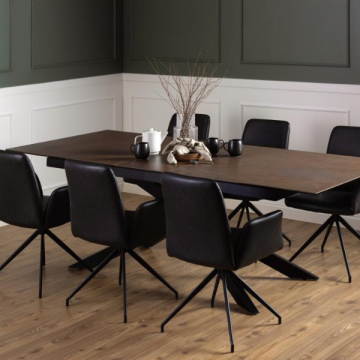 Table de salle à manger rectangulaire brun rouille - 200/240x100cm