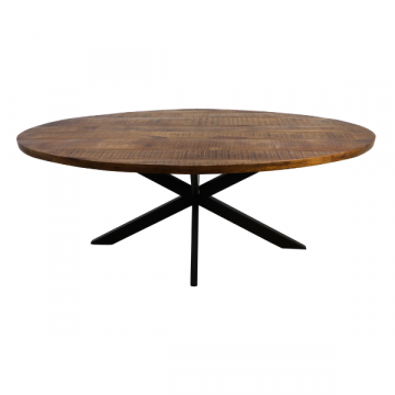 Table à manger Geraldton ovale 220x100cm - bois de mangue/noir