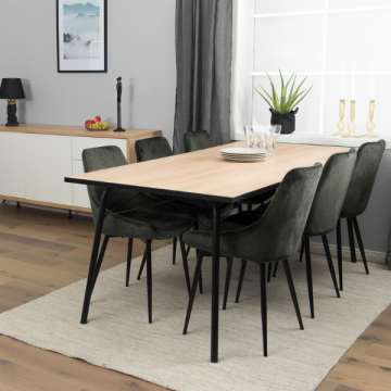 Table de salle à manger Flow 200x90 cm - chêne/noir