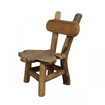Chaise haute Flinstone tronc d'arbre-bois de teck vieux