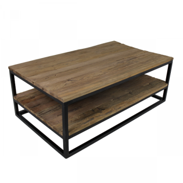 Table basse Dens 120x70 avec tablette - bois/fer