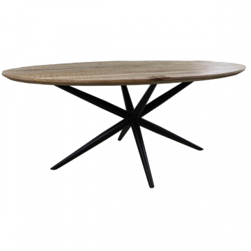 Table de salle à manger Bern ovale 180x100cm bois de manguier - naturel/noir