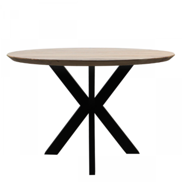 Table salle à manger Luzern 120cm bois d'acacia - naturel/noir