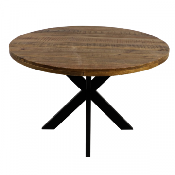 Table à manger Geraldton 120cm rond - bois de manguier/noir