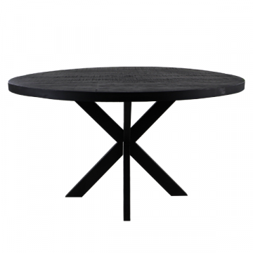 Table à manger Geraldton 120cm rond bois de manguier - noir